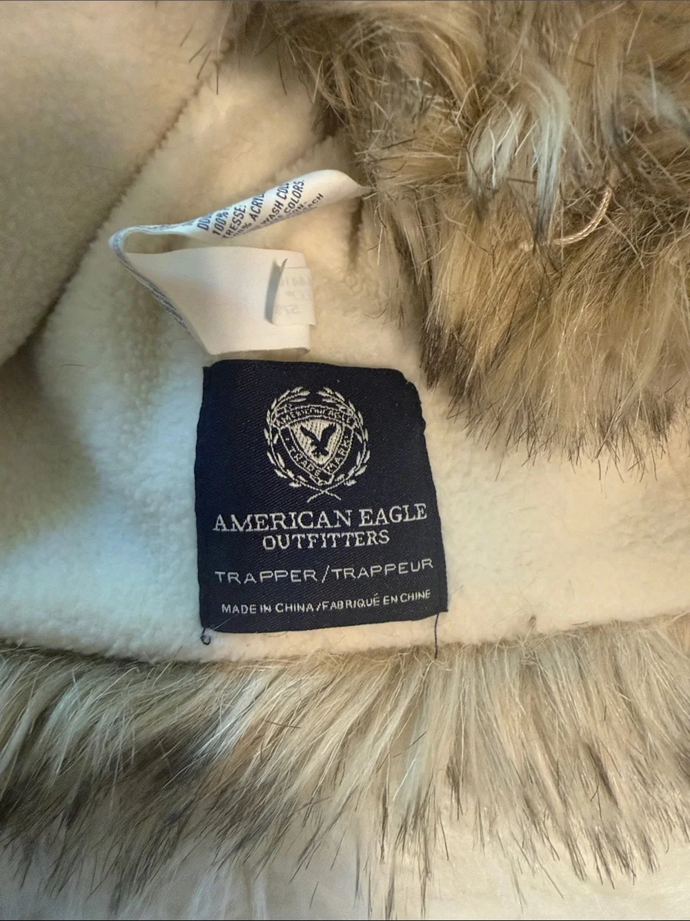 American Eagle Outfitters Brown and Cream Faux Fur Trapper Hat